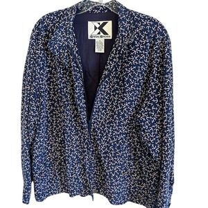 Kriss Kross Vintage Women's‎ Nautical Anchor Zip Up Lightweight Silk Jacket MD